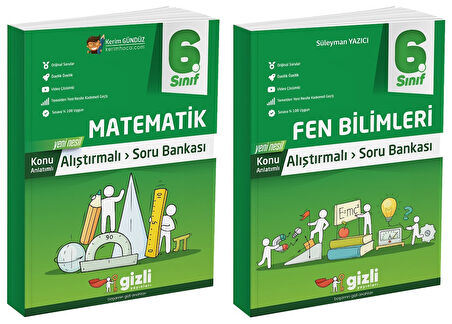 Gizli 2025 6. Sınıf Matematik + Fen Bilimleri Alıştırmalı Soru Bankası Seti 2 Kitap
