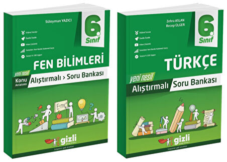 Gizli 2025 6. Sınıf Fen Bilimleri + Türkçe Alıştırmalı Soru Bankası Seti 2 Kitap