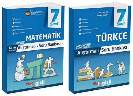 Gizli 2025 7. Sınıf Matematik + Türkçe Alıştırmalı Soru Bankası Seti 2 Kitap