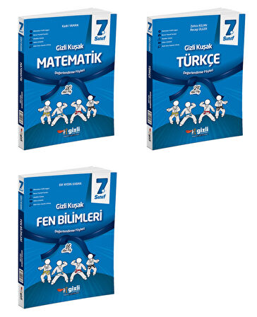 Gizli 2025 7. Sınıf Matematik + Türkçe + Fen Gizli Kuşak Serisi Seti 3 Kitap