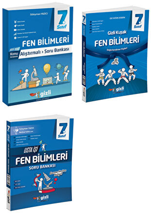 Gizli Yayınları 2025 7. Sınıf Fen Bilimleri Alıştırmalı + Usta İşi + Gizli Kuşak Serisi Seti 3 Kitap