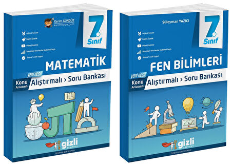 Gizli 2025 7. Sınıf Matematik + Fen Bilimleri Alıştırmalı Soru Bankası Seti 2 Kitap