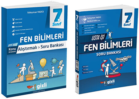 Gizli 2025 7. Sınıf Fen Bilimleri Alıştırmalı + Usta İşi Soru Bankası Seti 2 Kitap Güncel Müfredat