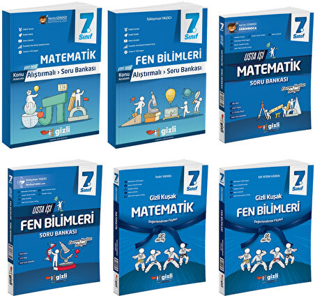 Gizli 2025 7. Sınıf Matematik + Fen Alıştırmalı + Usta İşi Soru + Gizli Kuşak Seti 6 Kitap Güncel Müfredat
