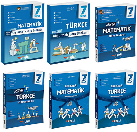 Gizli 2025 7. Sınıf Matematik + Türkçe Alıştırmalı + Usta İşi Soru + Gizli Kuşak Seti 6 Kitap Güncel Müfredat