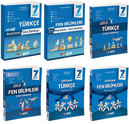 Gizli 2025 7. Sınıf Türkçe + Fen Bilimleri Alıştırmalı + Usta İşi Soru + Gizli Kuşak Seti 6 Kitap Güncel Müfredat