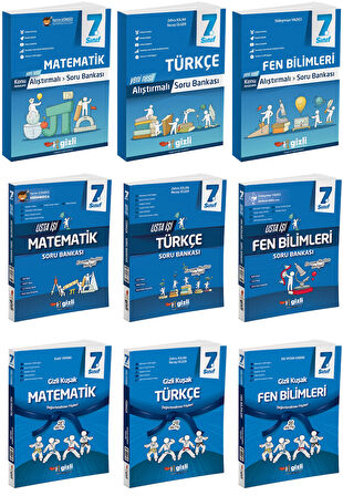 Gizli 2025 7. Sınıf Matematik + Türkçe + Fen Alıştırmalı + Usta İşi Soru + Gizli Kuşak Seti 9 Kitap Güncel Müfredat