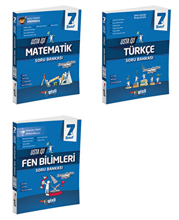 Gizli 2025 7. Sınıf Matematik + Türkçe + Fen Usta İşi Soru + Kavram Haritası Seti 3 Kitap