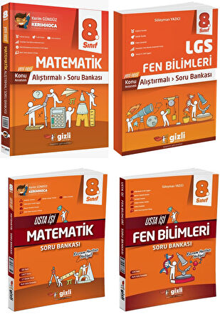 Gizli 2025 8. Sınıf Lgs Matematik + Fen Alıştırmalı + Usta İşi Soru Bankası Seti 4 Kitap Güncel Müfredat