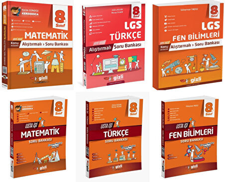 Gizli 2025 8. Sınıf Lgs Matematik + Türkçe + Fen Alıştırmalı + Usta İşi Soru Bankası Seti 6 Kitap Güncel Müfredat