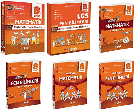 Gizli 2025 8. Sınıf Lgs Matematik + Fen Alıştırmalı + Usta İşi Soru + Gizli Kuşak Seti 6 Kitap Güncel Müfredat