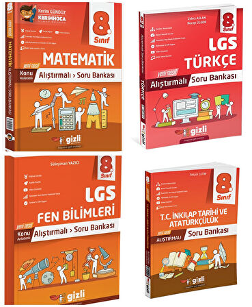 Gizli 2025 8. Sınıf Lgs Matematik + Türkçe + Fen + İnkılap Alıştırmalı Soru Bankası Seti 4 Kitap