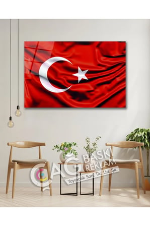 Türkiye Al Bayrak Türk Bayrağı Göz Alıcı Cam Tablo Modern Ev Ofis Salon Oda Dekoru Hediyelik | Türk Bayrağı Temalı Dekoratif Duvar Tablosu, Ev, ofis ve özel gün dekoru,