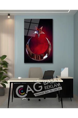 Türkiye Bayrak Türk Bayrağı Göz Alıcı Cam Tablo Modern Ev Ofis Salon Oda Dekoru Hediyelik | Türk Bayrağı Temalı Dekoratif Duvar Tablosu, Ev, ofis ve özel gün dekoru,