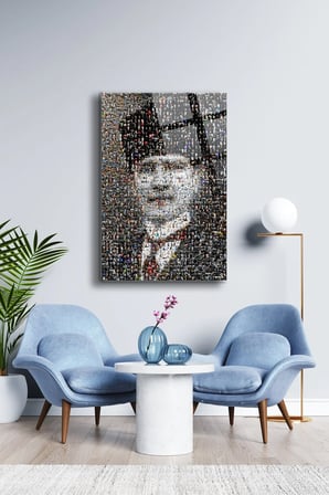 Atatürk Cam Tablo Portre Cam Tablo Duvar Dekoru Atatürk Portresi Kırılmaz Cam Solmaz Baskı 009 | Atatürk Temalı Dekoratif Duvar Tablosu, Salon, ofis ve çalışma alanı dekoru,
