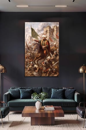 Fatih Sultan Mehmed İstanbul Fethi Savaşı Temalı Tarihi Dekoratif Cam Tablo | Şehir Temalı Dekoratif Duvar Tablosu, Salon ve ofis dekoru,