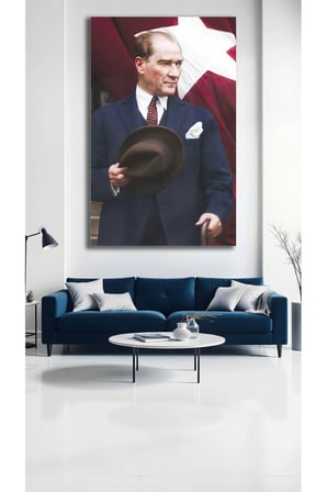 Mustafa Kemal Atatürk Özel Tasarım Türk Bayrağı Cam Tablo – Premium Dekoratif Duvar Tablosu
