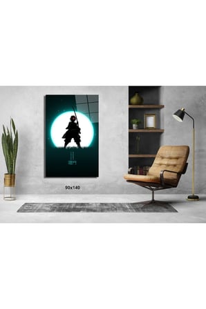 İblis Keser Anime Cam Tablo #PCT0450 | Modern Dekorasyon Temalı Dekoratif Duvar Tablosu, Salon, ev ve ofis dekoru,