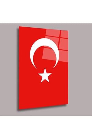Bayrak 1 Atatürk ve Türkiye 4 mm Temperli Cam Tablo – Şehir ve Harita Duvar Dekoru