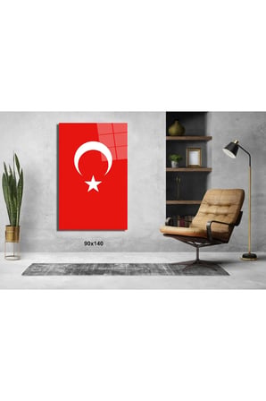 Bayrak 1 Atatürk ve Türkiye 4 mm Temperli Cam Tablo – Şehir ve Harita Duvar Dekoru