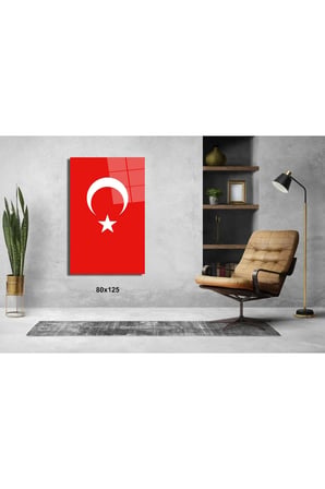 Bayrak 1 Atatürk ve Türkiye 4 mm Temperli Cam Tablo – Şehir ve Harita Duvar Dekoru