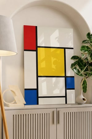 De Stijl Esintili Geometrik Cam Tablo Salon Ofis Duvar Dekoru