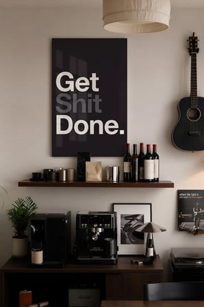 Yetişkinler İçin Get Shit Done Motivasyonlu Cam Duvar Tablosu Cam Tablo Salon Ofis