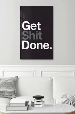 Yetişkinler İçin Get Shit Done Motivasyonlu Cam Duvar Tablosu Cam Tablo Salon Ofis