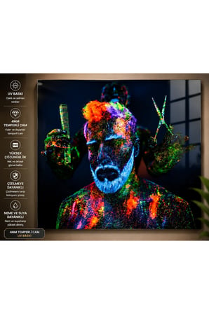 Kuaför Konseptli Cam Tablo – 4 mm Temperli Cam UV Baskı Berber Salonu Dekoratif Duvar Tablosu HD Baskı