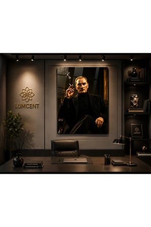 Mustafa Kemal Atatürk Cam Tablo – 4 mm Temperli Cam Üzerine Premium UV Baskılı Dekoratif Duvar Tablosu | Salon, Ofis ve Çalışma Alanı Dekoru