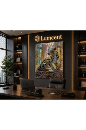 Renkli Vitray Leopar Cam Tablo – 4 mm Temperli UV Baskılı Dekoratif Duvar Tablosu | Modern Sanat Koleksiyonu