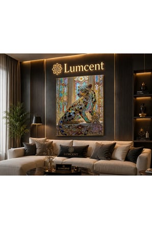 Renkli Vitray Leopar Cam Tablo – 4 mm Temperli UV Baskılı Dekoratif Duvar Tablosu | Modern Sanat Koleksiyonu