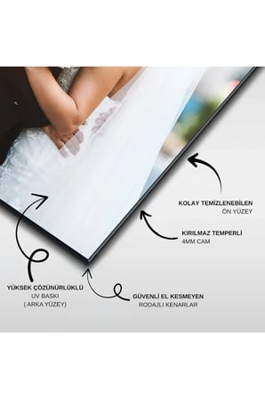 Kişiye Özel Cam Tablo – Düğün, Aile, Sevgili ve Portre Fotoğraf Temperli Cam Duvar Dekoru Hediyelik Okul Ofis Ev