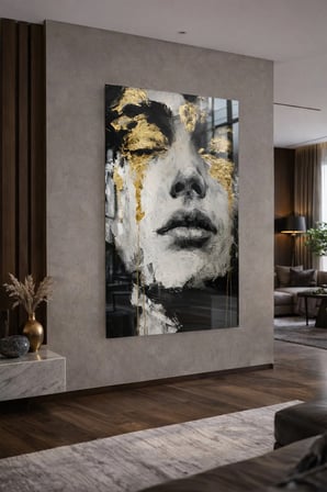 Kırılmaz Cam Tablo 5mm (Kalın) - Ev İşyeri Duvar Dekorasyonu - Soyut Tasarımlar (DİKEY) - Sanatsal Renkli Minimal Şık Yatak Odası Salon Antre Temperli UV Baskılı