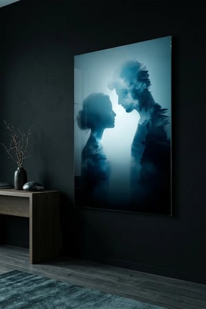 Kırılmaz Cam Tablo 5mm (Kalın) - Ev İşyeri Duvar Dekorasyonu - Soyut AŞK Tasarımlar (DİKEY) - Romantik Kalp Sevgi Duygusal Salon Mutfak Temperli UV Baskılı Hediyelik