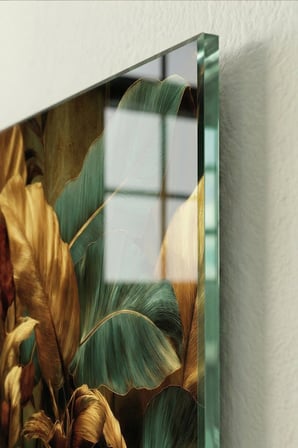 Kırılmaz Cam Tablo 5mm (Kalın) - Ev İşyeri Duvar Dekorasyonu - Soyut ÇİÇEK Tasarımlar (YATAY) - Botanik Floral Renkli Canlı Ofis Salon Koridor Temperli UV Baskılı Hediyelik