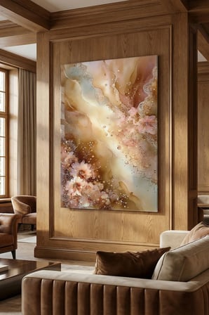 Kırılmaz Cam Tablo 5mm (Kalın) - Ev İşyeri Duvar Dekorasyonu - Soyut ÇİÇEK Tasarımlar (DİKEY) - Botanik Floral Zarif Pastel Salon Yatak Odası Temperli UV Baskılı Hediyelik