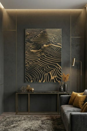Kırılmaz Cam Tablo 5mm (Kalın) - Ev İşyeri Duvar Dekorasyonu - Soyut MODERN Tasarımlar (DİKEY) - Sanatsal Renkli Geometrik Şık Ofis Salon Koridor Temperli UV Baskılı Hediyelik