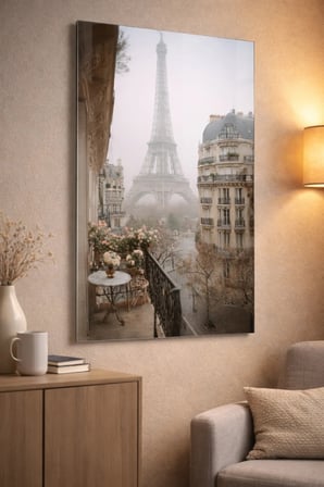 Kırılmaz Cam Tablo 5mm (Kalın) - Ev İşyeri Duvar Dekorasyonu – EYFEL Tasarımlar (DİKEY) - Paris Fransa Şehir Romantik Yatak Odası Salon Antre Temperli UV Baskılı