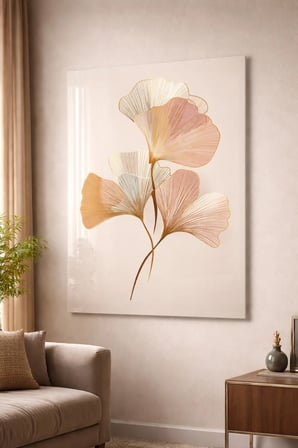 Kırılmaz Cam Tablo 5mm (Kalın) - Ev İşyeri Duvar Dekorasyonu - Soyut ÇİÇEK Tasarımlar - (DİKEY) - Botanik Floral Pastel Zarif Salon Ofis Temperli UV Baskı Hediyelik Şık