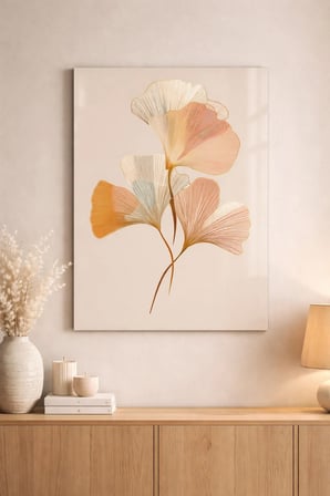 Kırılmaz Cam Tablo 5mm (Kalın) - Ev İşyeri Duvar Dekorasyonu - Soyut ÇİÇEK Tasarımlar - (DİKEY) - Botanik Floral Pastel Zarif Salon Ofis Temperli UV Baskı Hediyelik Şık