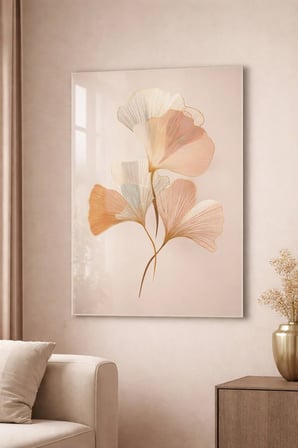 Kırılmaz Cam Tablo 5mm (Kalın) - Ev İşyeri Duvar Dekorasyonu - Soyut ÇİÇEK Tasarımlar - (DİKEY) - Botanik Floral Pastel Zarif Salon Ofis Temperli UV Baskı Hediyelik Şık