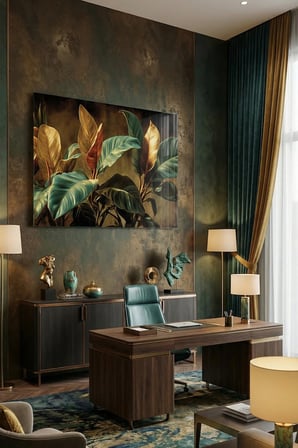 Kırılmaz Cam Tablo 5mm (Kalın) - Ev İşyeri Duvar Dekorasyonu - Soyut ÇİÇEK Tasarımlar (YATAY) - Botanik Floral Renkli Canlı Ofis Salon Koridor Temperli UV Baskılı Hediyelik