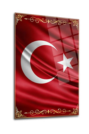 Türk Bayrağı Cam Tablo | Dekoratif Duvar Tablosu | UV Baskılı Canlı Renkler | Ev ve İş Yeri | Doğum Günü Hediyesi | 4mm Kırılmaz Cam | Kafe ve Ofis İçin