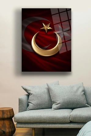 Türk Bayrağı Cam Tablo | Dekoratif Duvar Tablosu | UV Baskılı Canlı Renkler | Ev ve İş Yeri | Doğum Günü Hediyesi | 4mm Kırılmaz Cam | Kafe ve Ofis İçin