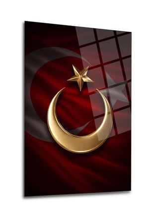 Türk Bayrağı Cam Tablo | Dekoratif Duvar Tablosu | UV Baskılı Canlı Renkler | Ev ve İş Yeri | Doğum Günü Hediyesi | 4mm Kırılmaz Cam | Kafe ve Ofis İçin