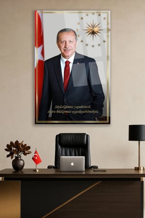 Recep Tayip Erdoğan Akp Cam Tablo | Sanatsal Duvar Dekoru | Parlak ve Net Görüntü | Kafe ve Ofis İçin | Sevdiklerinize Hediyelik | Dayanıklı Cam Yapı