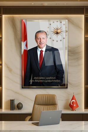 Recep Tayip Erdoğan Akp Cam Tablo | Sanatsal Duvar Dekoru | Parlak ve Net Görüntü | Kafe ve Ofis İçin | Sevdiklerinize Hediyelik | Dayanıklı Cam Yapı