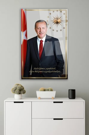 Recep Tayip Erdoğan Akp Cam Tablo | Sanatsal Duvar Dekoru | Parlak ve Net Görüntü | Kafe ve Ofis İçin | Sevdiklerinize Hediyelik | Dayanıklı Cam Yapı