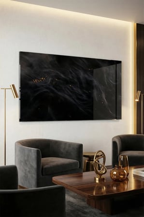 Kırılmaz Cam Tablo 5mm (Kalın) - Ev İşyeri Duvar Dekorasyonu - Soyut MODERN Tasarımlar (YATAY) - Sanatsal Geniş Renkli Şık Yatak Odası Salon Antre Temperli UV Baskılı